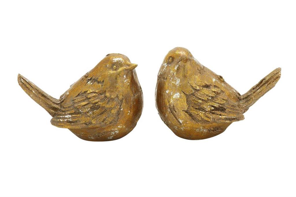 Gold Polystone Farmhouse Birds Sculpture (Various Styles)