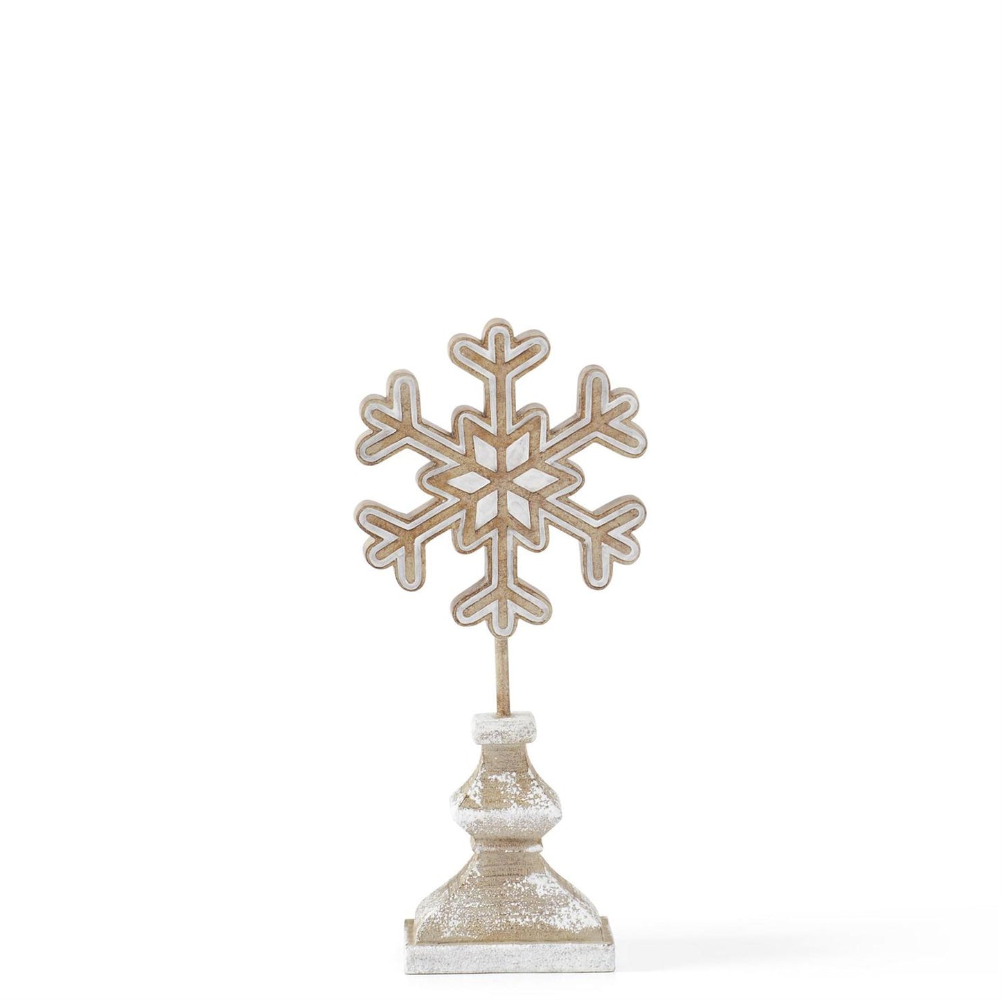 White & Tan Resin Snowflakes on Spindle (Various Sizes)