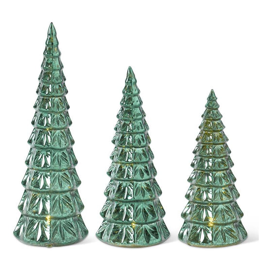 Mercury Glass LED Christmas Tree, Green (Various Sizes)