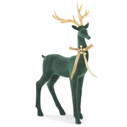 Dark Green Velvet Deer with Gold Antlers and Bow (Various Styles)