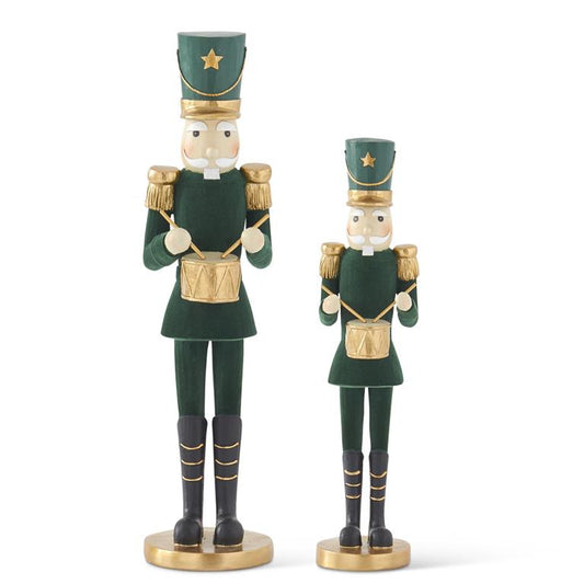 Dark Green Velvet & Gold Soldiers with Drums (Various Sizes)