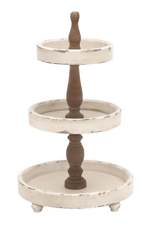 Wood 3-Tiered Tray
