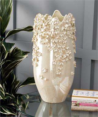 Ceramic Vase with Flower Design