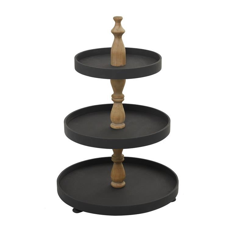 Black Wood Traditional 3-Tiered Server