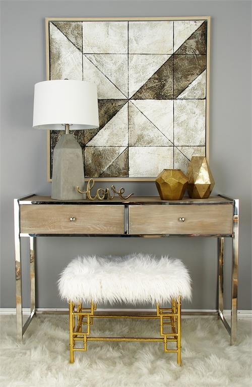 Gold Iron and Fabric Contemporary Stool