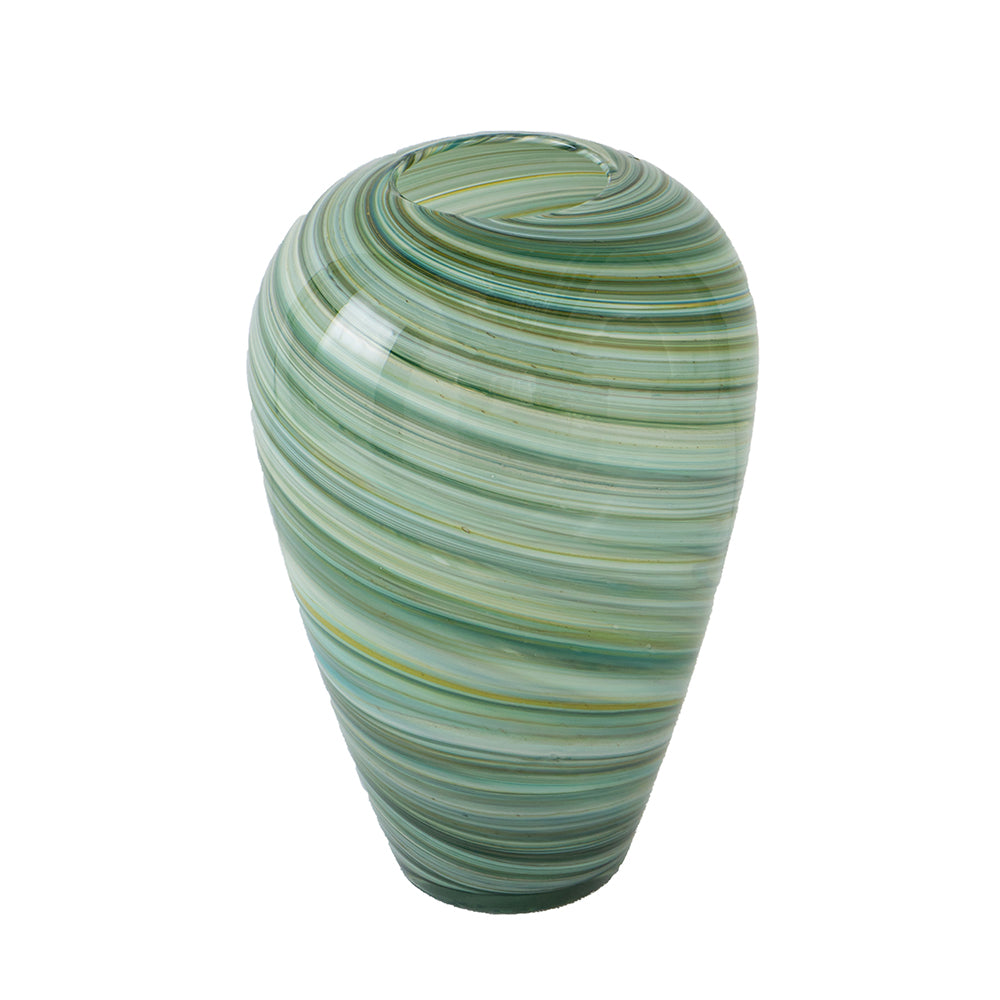 Green Glass Swirl Vase