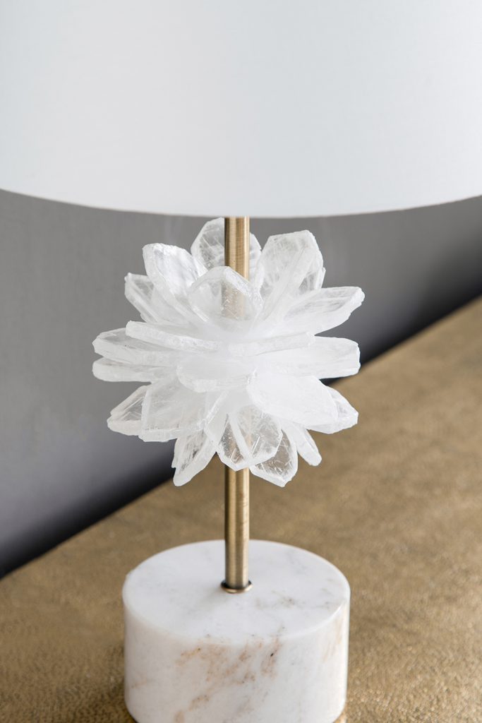 Selenite and Marble Table Lamp