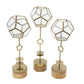 Geo Glass and Gold Lanterns, Set of 3