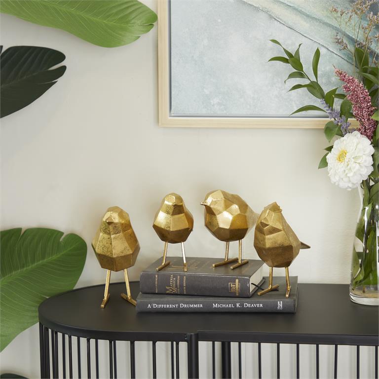 Gold Polystone Glam Bird Sculpture (Various Styles)