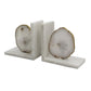 White Agate and Marble Bookends, Set of 2
