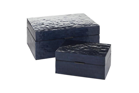 Dark Blue Shell Coastal Box (Various Sizes)