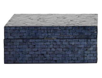 Dark Blue Shell Coastal Box (Various Sizes)