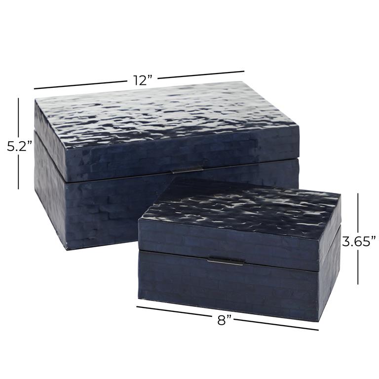 Dark Blue Shell Coastal Box (Various Sizes)