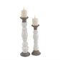 White Stoneware Candleholders, Set of 2