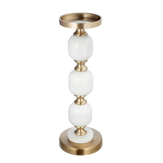 Gold & White Pebbled Pillar Candleholder (Various Sizes)