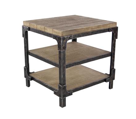 Industrial Wood Side Table