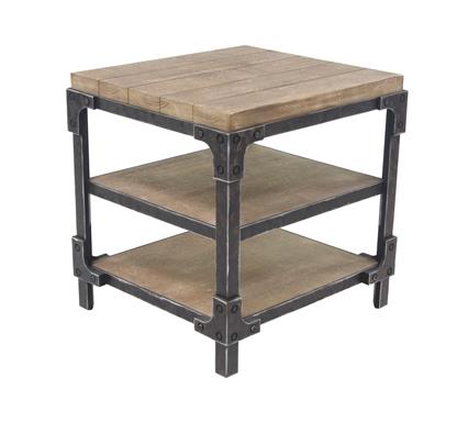 Industrial Wood Side Table