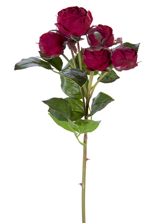 22" English Rose Buds Stem, Crimson