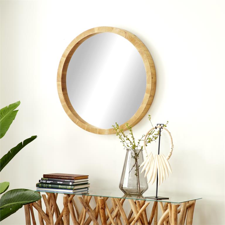 Brown Natural Wood Wall Mirror