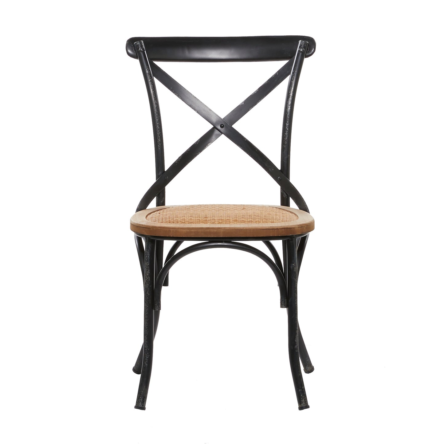 Wood & Metal Cross Back Chair, Black