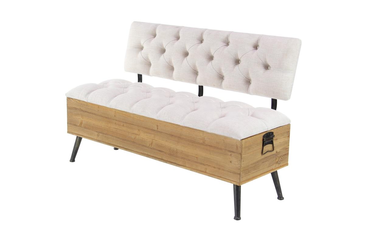 Wood & Metal Fabric Storage Bench