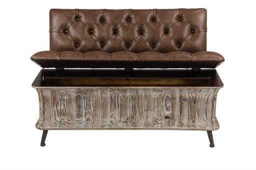 Faux Leather Wooden Bench