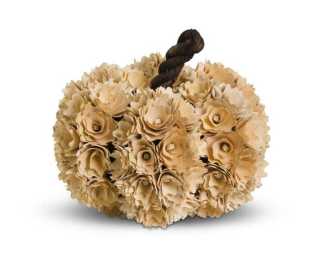 Cream Shaved Wood Pumpkin, Medium