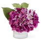 9" Real Touch Hydrangea in Glass Vase, Purple