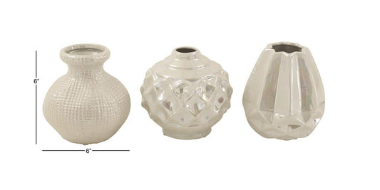 Opalescent White Ceramic Vase (Various Styles)