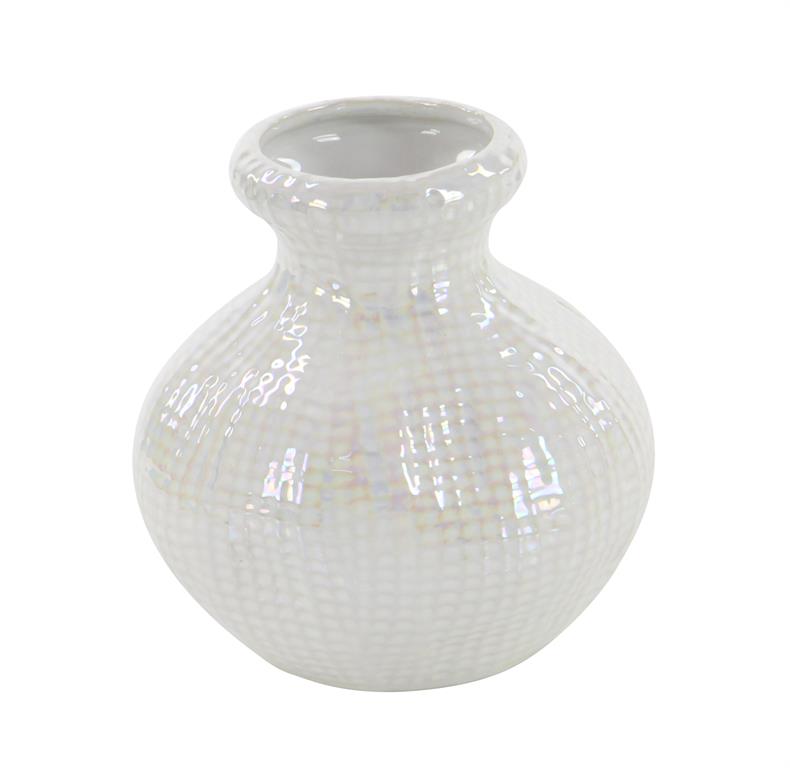 Opalescent White Ceramic Vase (Various Styles)