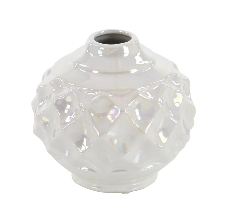 Opalescent White Ceramic Vase (Various Styles)