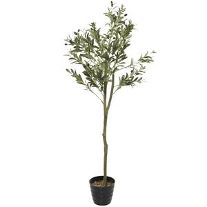Green Faux Olive Tree in Planter