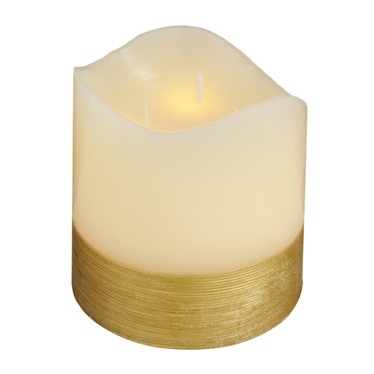 White Wax Flameless Candle, 6"W x 6"H