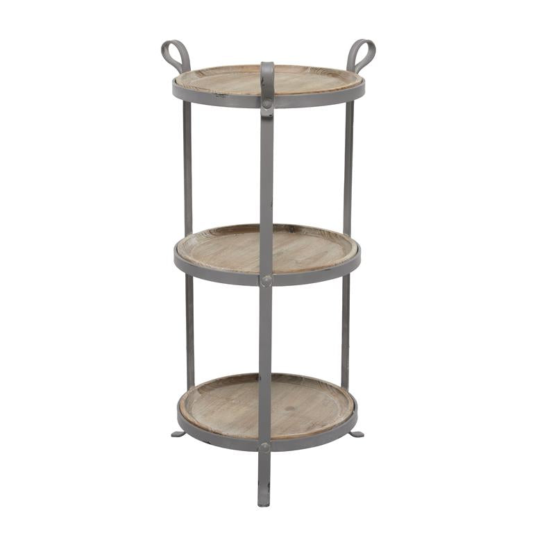 Gray Metal Industrial Accent Table