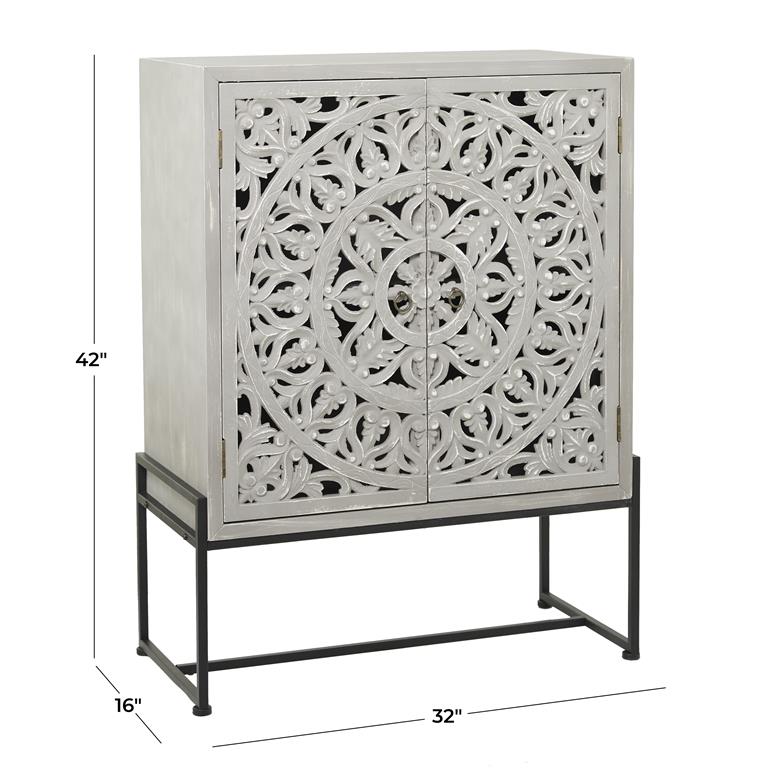 White Wood Fretwork Cabinet – The Mint Julep