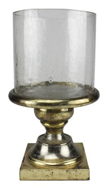 Silver & Gold Candleholder with Glass (Various Sizes)