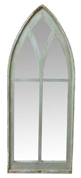 Weathered Arched Window Pane Mirror