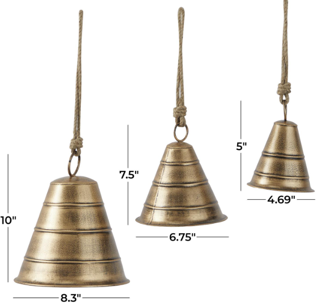 Brass Metal Tibetan Bells, Set of 3