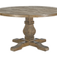 Caden 55" Round Pedestal Dining Table, Brown Gray