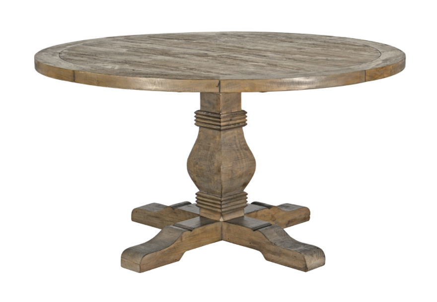 Caden 55" Round Pedestal Dining Table, Brown Gray
