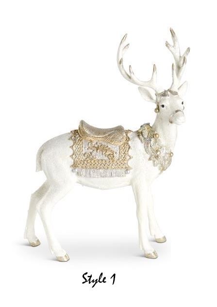 Glittered Cream Gold & Silver Resin Reindeer (Various Styles)