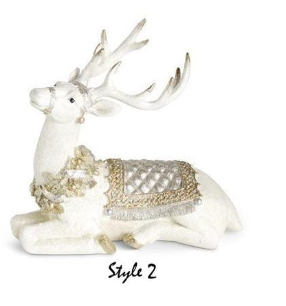Glittered Cream Gold & Silver Resin Reindeer (Various Styles)