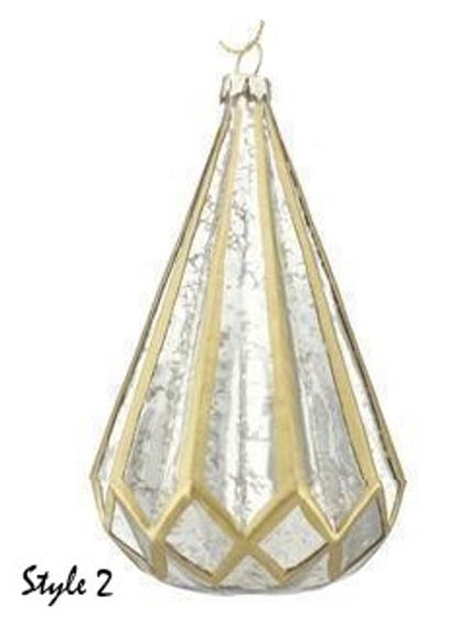 Geometric Glass Ornament, Silver & Gold (Various Styles)