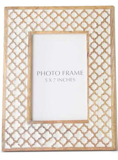 Light Mango Wood White Moroccan Pattern Photo Frame (Various Sizes)