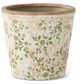 Cream & Green Floral Ceramic Pot (Various Sizes)