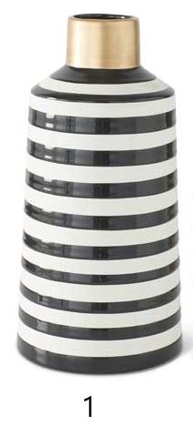 Striped Ceramic Vase with Gold Trim (Various Sizes)