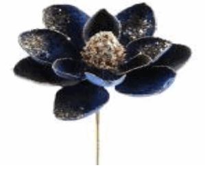 18" Sapphire Blue & Rose Gold Magnolia Stem