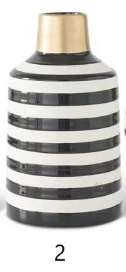 Striped Ceramic Vase with Gold Trim (Various Sizes)