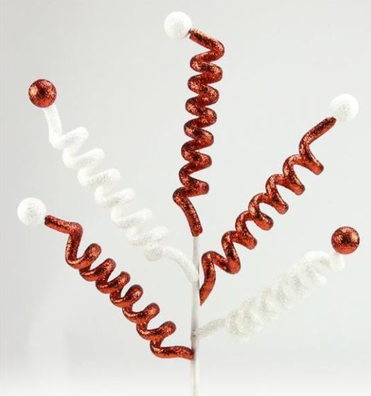 26.5" Curly Ball Spray, Red/White