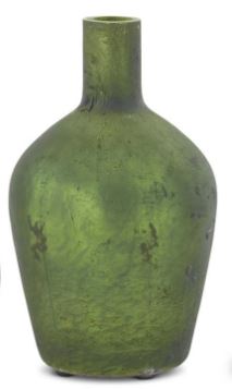 Antique Green Matte Glass Bottle Vase (Grad Sizes)